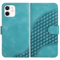 For iPhone 11 YX0060 Elephant Head Embossed Phone Leather Case with Lanyard(Light Blue)