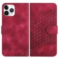 For iPhone 11 Pro YX0060 Elephant Head Embossed Phone Leather Case with Lanyard(Rose Red)