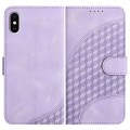 For iPhone XS / X YX0060 Elephant Head Embossed Phone Leather Case with Lanyard(Light Purple)