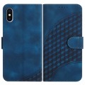 For iPhone XS / X YX0060 Elephant Head Embossed Phone Leather Case with Lanyard(Royal Blue)