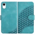 For iPhone XR YX0060 Elephant Head Embossed Phone Leather Case with Lanyard(Light Blue)