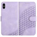 For iPhone XS Max YX0060 Elephant Head Embossed Phone Leather Case with Lanyard(Light Purple)