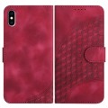 For iPhone XS Max YX0060 Elephant Head Embossed Phone Leather Case with Lanyard(Rose Red)