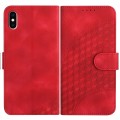 For iPhone XS Max YX0060 Elephant Head Embossed Phone Leather Case with Lanyard(Red)