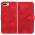 For iPhone 8 Plus / 7 Plus YX0060 Elephant Head Embossed Phone Leather Case with Lanyard(Red)