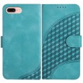 For iPhone 8 Plus / 7 Plus YX0060 Elephant Head Embossed Phone Leather Case with Lanyard(Light Blue)