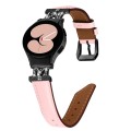 For Samsung Galaxy Watch6 / 6 Classic M Letter D-shaped Twill Leather Watch Band(Black Pink)