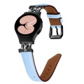 For Samsung Galaxy Watch6 / 6 Classic M Letter D-shaped Twill Leather Watch Band(Black Blue)