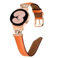 For Samsung Galaxy Watch6 / 6 Classic M Letter D-shaped Twill Leather Watch Band(Rose Gold Orange)