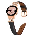 For Samsung Galaxy Watch6 / 6 Classic M Letter D-shaped Twill Leather Watch Band(Rose Gold Black)