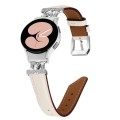 For Samsung Galaxy Watch6 / 6 Classic M Letter D-shaped Twill Leather Watch Band(Silver Apricot)