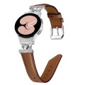 For Samsung Galaxy Watch6 / 6 Classic M Letter D-shaped Twill Leather Watch Band(Silver Brown)