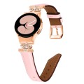 For Samsung Galaxy Watch6 / 6 Classic Crown D-shaped Twill Leather Watch Band(Rose Gold Pink)