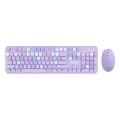 AULA AC306 104 Keys Retro Wireless Keyboard + Mouse Combo Set(Purple Colorful)