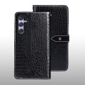 For Samsung Galaxy S23 FE 5G idewei Crocodile Texture Leather Phone Case(Black)