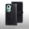 For OPPO Reno11 5G Global idewei Crocodile Texture Leather Phone Case(Black)