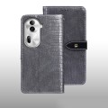 For OPPO Reno11 Pro 5G Global idewei Crocodile Texture Leather Phone Case(Grey)