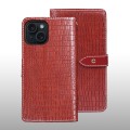 For iPhone 15 idewei Crocodile Texture Leather Phone Case(Red)
