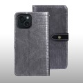 For iPhone 15 idewei Crocodile Texture Leather Phone Case(Grey)
