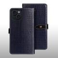 For iPhone 15 idewei Crocodile Texture Leather Phone Case(Dark Blue)