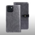 For iPhone 15 Plus idewei Crocodile Texture Leather Phone Case(Grey)
