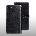 For iPhone 15 Pro idewei Crocodile Texture Leather Phone Case(Black)