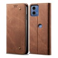 For Motorola Moto G34 Denim Texture Flip Leather Phone Case(Brown)