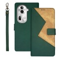 For OPPO Reno11 Pro 5G Global idewei Two-color Splicing Leather Phone Case(Green)