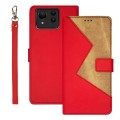 For ASUS Zenfone 11 Ultra idewei Two-color Splicing Leather Phone Case(Red)