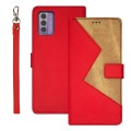 For Nokia G42 5G idewei Two-color Splicing Leather Phone Case(Red)