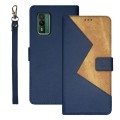 For Nokia XR21 idewei Two-color Splicing Leather Phone Case(Blue)