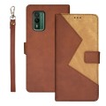 For Nokia XR21 idewei Two-color Splicing Leather Phone Case(Brown)