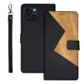 For iPhone 15 Pro Max idewei Two-color Splicing Leather Phone Case(Black)