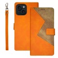 For iPhone 15 Pro Max idewei Two-color Splicing Leather Phone Case(Orange)