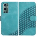 For OnePlus 9 Pro YX0060 Elephant Head Embossed Phone Leather Case with Lanyard(Light Blue)