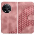 For OnePlus 11 YX0060 Elephant Head Embossed Phone Leather Case with Lanyard(Pink)