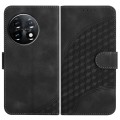 For OnePlus 11 YX0060 Elephant Head Embossed Phone Leather Case with Lanyard(Black)