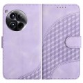 For OnePlus 12 YX0060 Elephant Head Embossed Phone Leather Case with Lanyard(Light Purple)