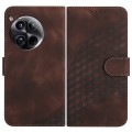 For OnePlus 12 YX0060 Elephant Head Embossed Phone Leather Case with Lanyard(Coffee)