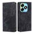 For Itel S23 Plus 4G RFID Anti-theft Brush Magnetic Leather Phone Case(Black)