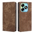 For Itel S23 Plus 4G RFID Anti-theft Brush Magnetic Leather Phone Case(Brown)