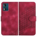 For Motorola Moto E13 YX0060 Elephant Head Embossed Phone Leather Case with Lanyard(Rose Red)