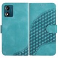 For Motorola Moto E13 YX0060 Elephant Head Embossed Phone Leather Case with Lanyard(Light Blue)