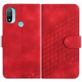 For Motorola Moto E20 4G YX0060 Elephant Head Embossed Phone Leather Case with Lanyard(Red)