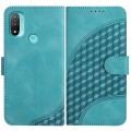 For Motorola Moto E20 4G YX0060 Elephant Head Embossed Phone Leather Case with Lanyard(Light Blue)