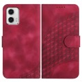 For Motorola Moto G73 YX0060 Elephant Head Embossed Phone Leather Case with Lanyard(Rose Red)