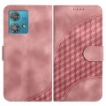 For Motorola Edge 40 Neo 5G YX0060 Elephant Head Embossed Phone Leather Case with Lanyard(Pink)