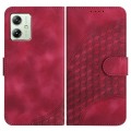 For Motorola Moto G54 Global YX0060 Elephant Head Embossed Phone Leather Case with Lanyard(Rose Red)
