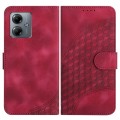 For Motorola Moto G14 YX0060 Elephant Head Embossed Phone Leather Case with Lanyard(Rose Red)