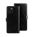 For iPhone 15 Pro idewei Crazy Horse Texture Leather Phone Case with Holder(Black)